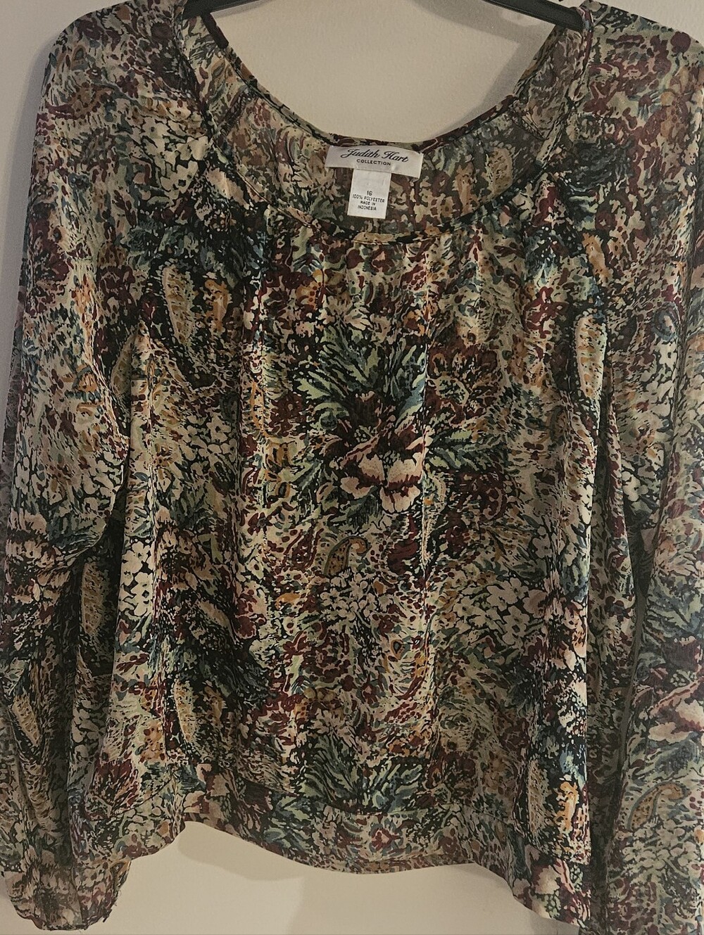 Judith Kahn Multicolor Botanical Print Long-Sleeve Blouse